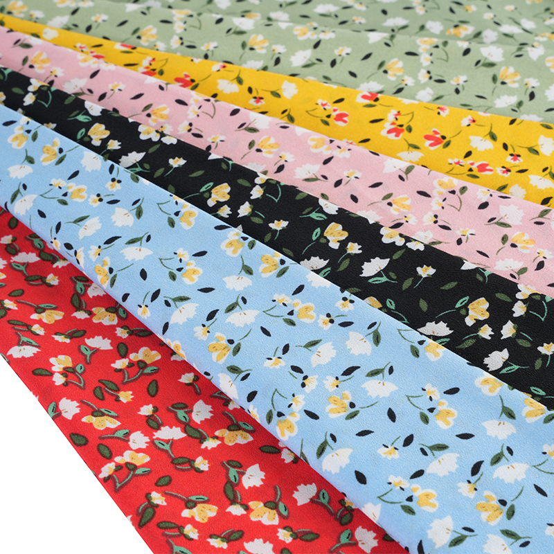 Tela de seda con estampado floral de crepé de Yao de flor de torsión falsa 2026*75 pequeña