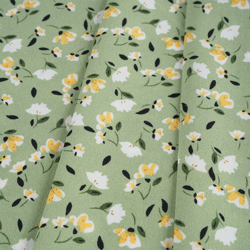 Tela de seda con estampado floral de crepé de Yao de flor de torsión falsa 2026*75 pequeña