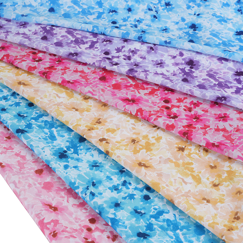 Tela con estampado floral brumoso desordenado 75D/18T