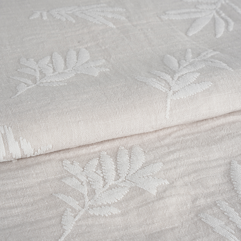 Hilo de poliéster que imita la tela con estampado de espuma de hoja de cáñamo