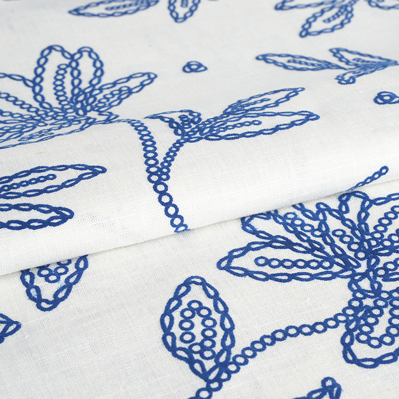 Tela con estampado de espuma floral de lino viscosa 12S