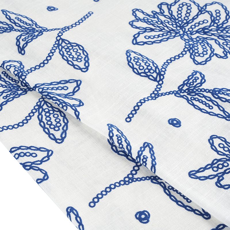 Tela con estampado de espuma floral de lino viscosa 12S