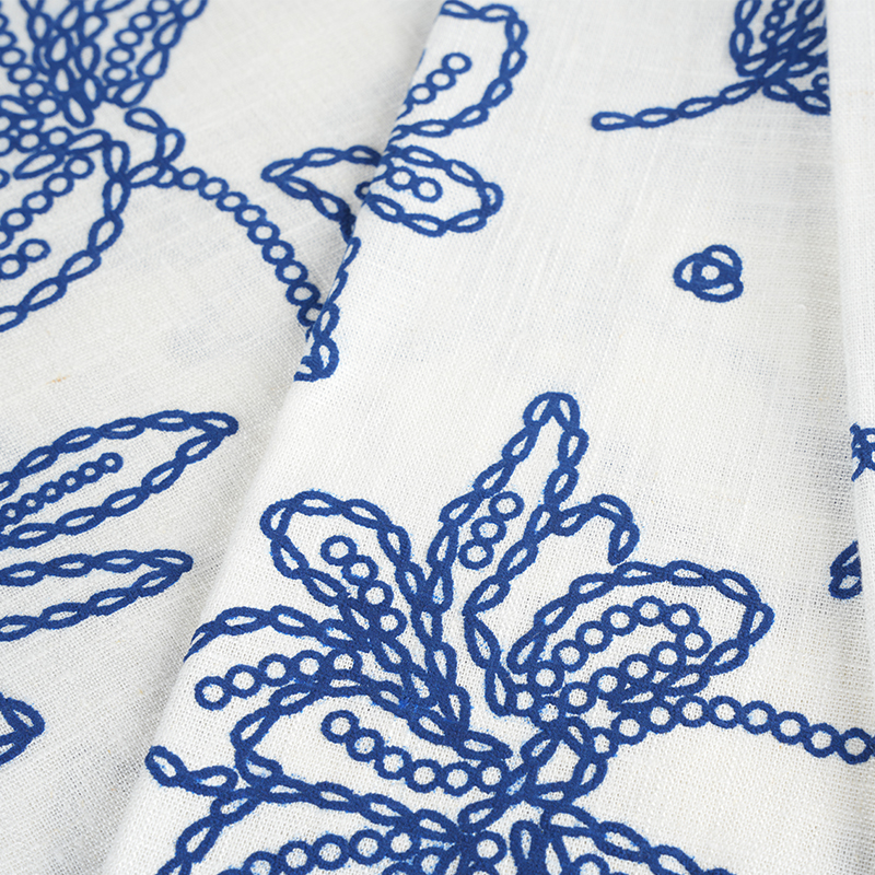 Tela con estampado de espuma floral de lino viscosa 12S