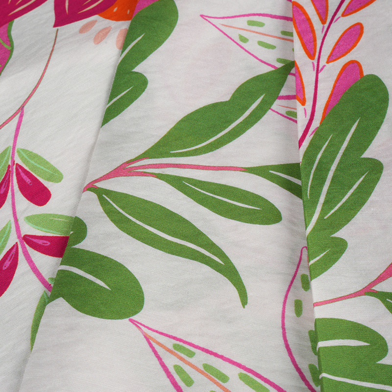 Rn Tela lisa semibrillante con estampado de ave del paraíso