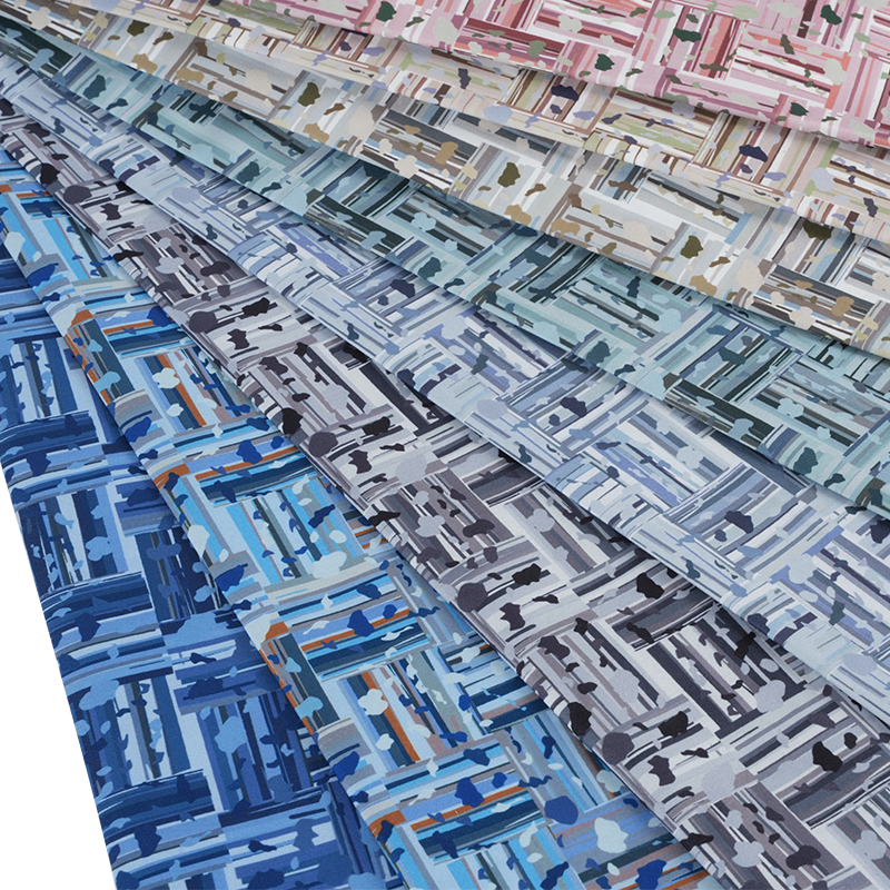 Tela de impresión digital de bloque positivo y negativo abstracto de algodón de seda fresca 100D * 40S